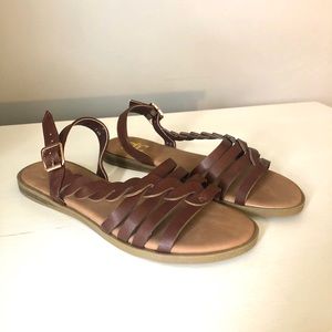 Brown braided sandals